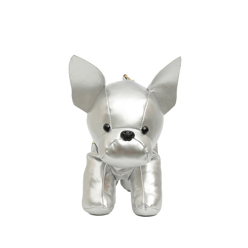 Silver French Bulldog Shaped Crossbody Bag PU Leather Animal Design for Daily Outings Fashionable and Lightweight Accessory for Local Trendy Women - Image 1