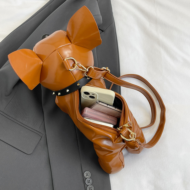 Silver French Bulldog Shaped Crossbody Bag PU Leather Animal Design for Daily Outings Fashionable and Lightweight Accessory for Local Trendy Women - Image 2
