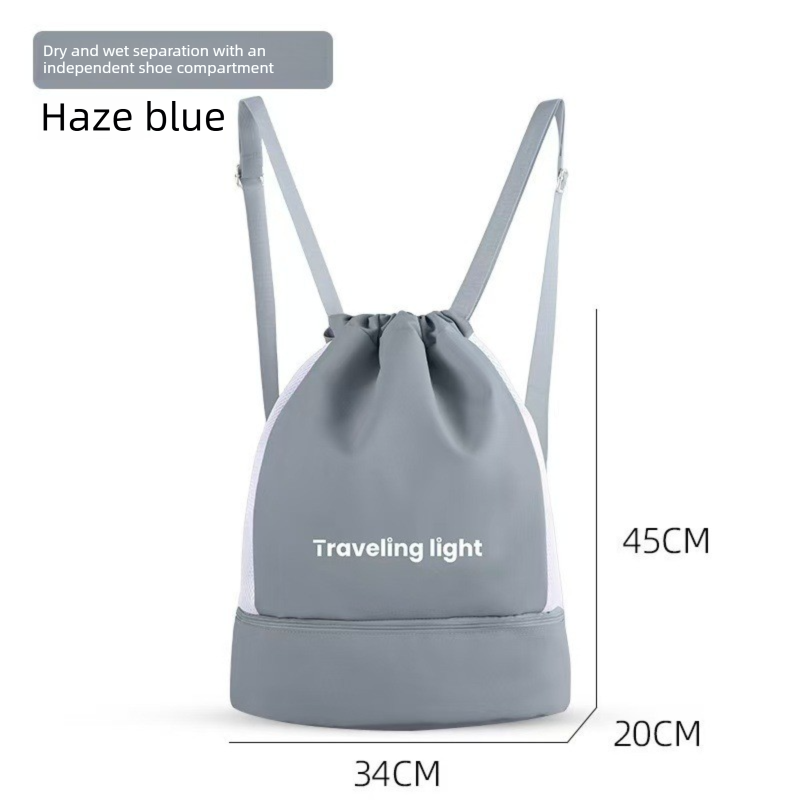 Grey Waterproof Drawstring Swimming Backpack with Wet Dry Separation and Shoe Compartment for Gym and Yoga Organized Gear Bag for Local Active Lifestyles - Image 1