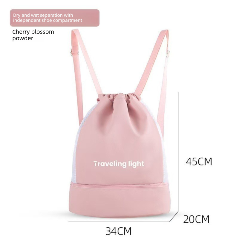 Pink Waterproof Drawstring Swimming Backpack with Wet Dry Separation and Shoe Compartment for Gym and Yoga Organized Gear Bag for Local Active Lifestyles - Image 1
