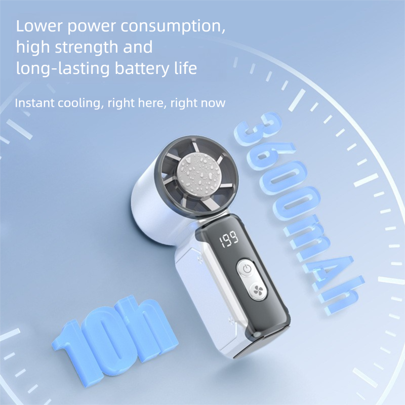 Black Portable Mini Handheld Fan with 199-Speed Settings and Brushless Motor for Outdoor Use High Performance Cooling Solution Local Standard Fit - Image 2