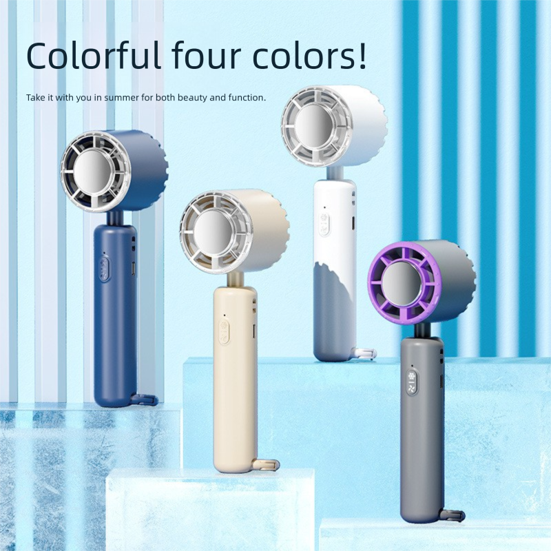 White Portable Ice Cooling Handheld Fan USB Rechargeable 2000mAh Silent Battery Fan for Office and Outdoor Use Personal Cooling Solution for Local Professionals - Image 2