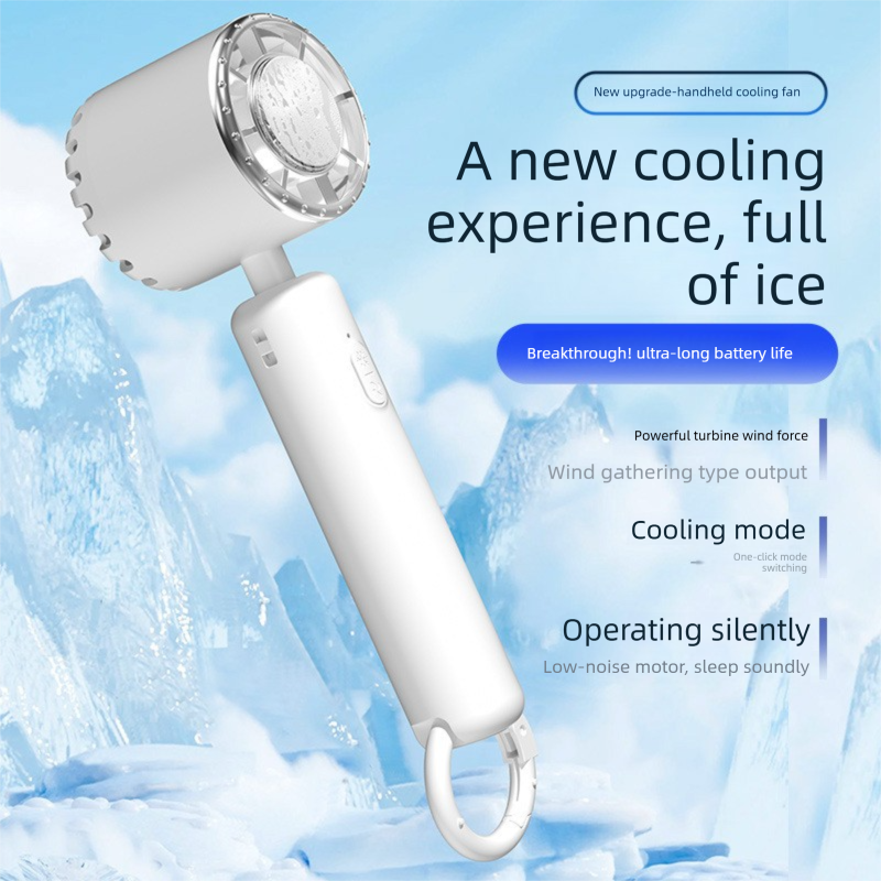 Grey Portable Ice Cooling Handheld Fan USB Rechargeable 2000mAh Silent Battery Fan for Office and Outdoor Use Personal Cooling Solution for Local Professionals - Image 5