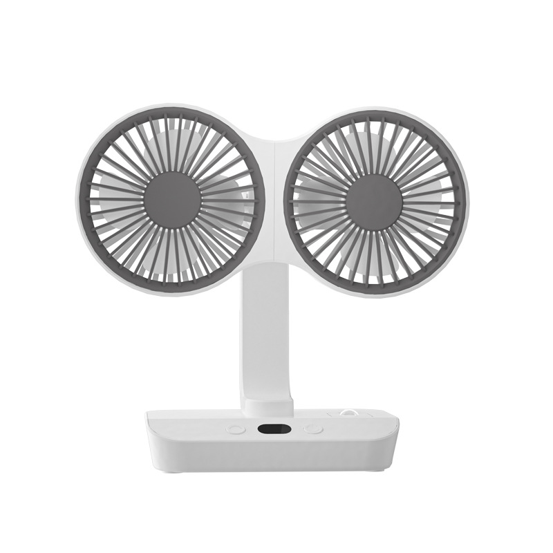 Dual-head Desktop Fan 4000mAh Rechargeable with 4 Speeds LED Display and Night Light Portable Silent Cooling Solution for Home Office and Local Travel - Image 1