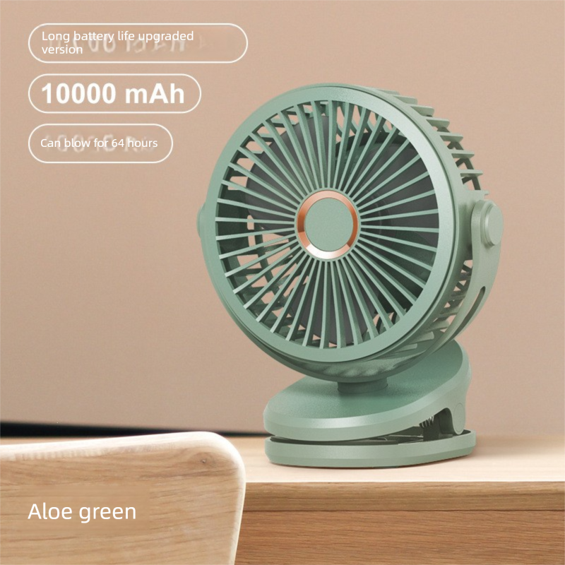 Green 10000mAh Portable Clip on Fan with 720 Degree Rotation 4 Speeds for Stroller Kitchen Office Desk Quiet Rechargeable Cooling Solution for Local Homes - Image 1