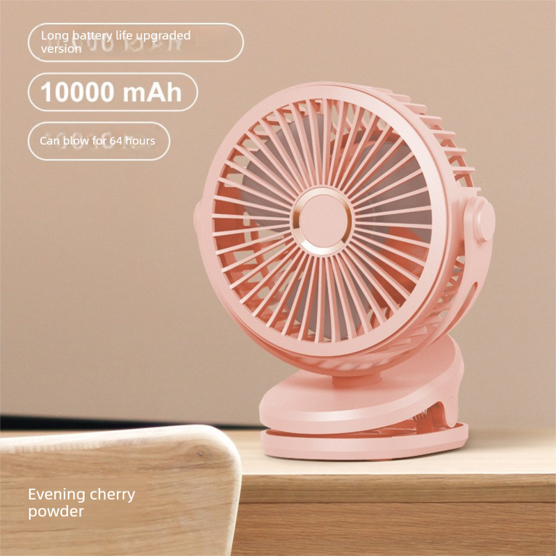 Pink 10000mAh Portable Clip on Fan with 720 Degree Rotation 4 Speeds for Stroller Kitchen Office Desk Quiet Rechargeable Cooling Solution for Local Homes - Image 1