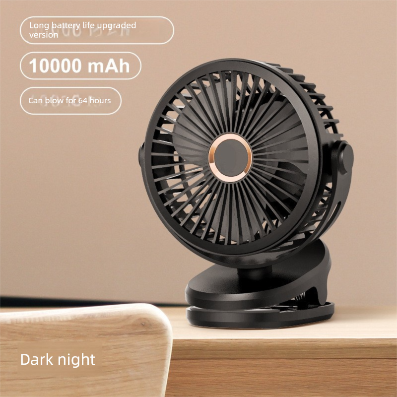Black 10000mAh Portable Clip on Fan with 720 Degree Rotation 4 Speeds for Stroller Kitchen Office Desk Quiet Rechargeable Cooling Solution for Local Homes - Image 1