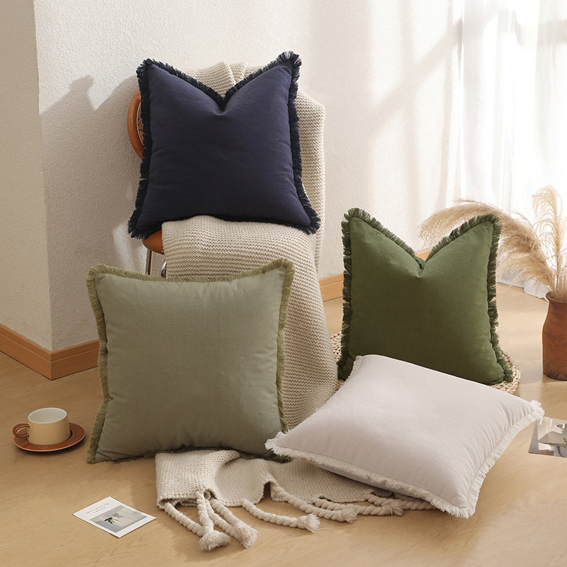 Grey 2 Pack Bohemian Tassel Pillowcases Soft Washed Cotton Cushion Covers for Living Room Sofa Elegant Decor Solution for Local Standard Home Environments - Image 2