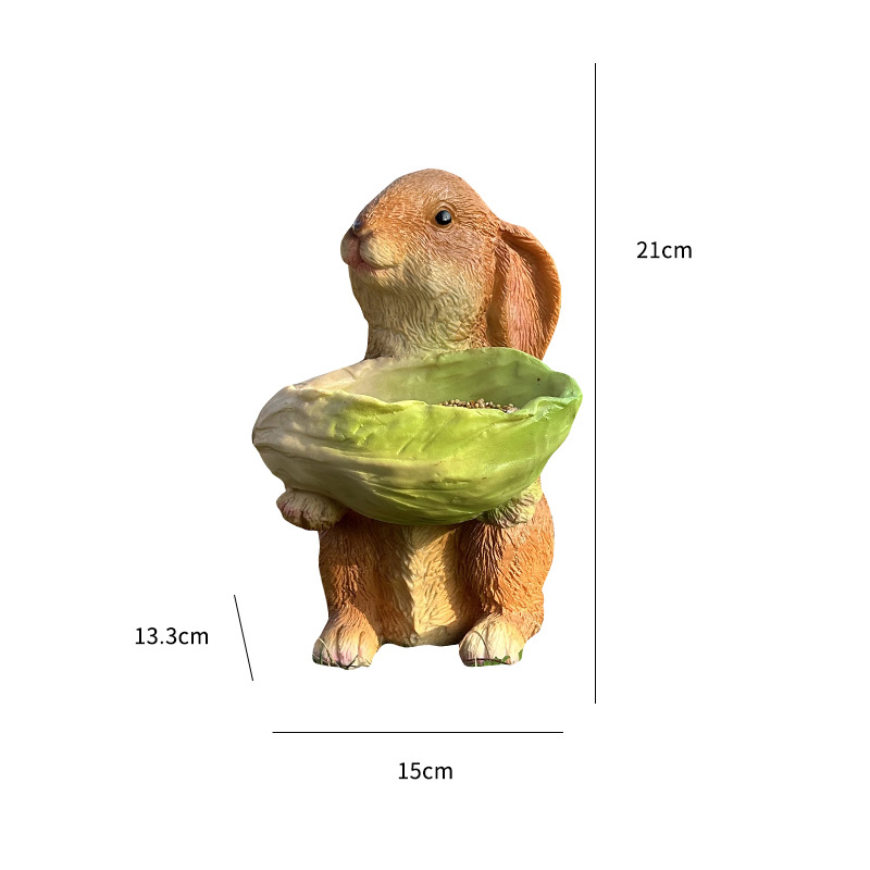 Cute Resin Rabbit Bird Feeder for Outdoor Garden Courtyard Balcony Landscape Decoration Durable Waterproof Animal Statue for Local Wild Bird Enthusiasts - Image 5