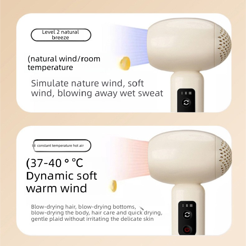 White Wireless Baby Hair Dryer with Constant Temperature and Negative Ion Technology for Gentle Hair and Skin Care, Ideal for Infants and Toddlers - Image 4