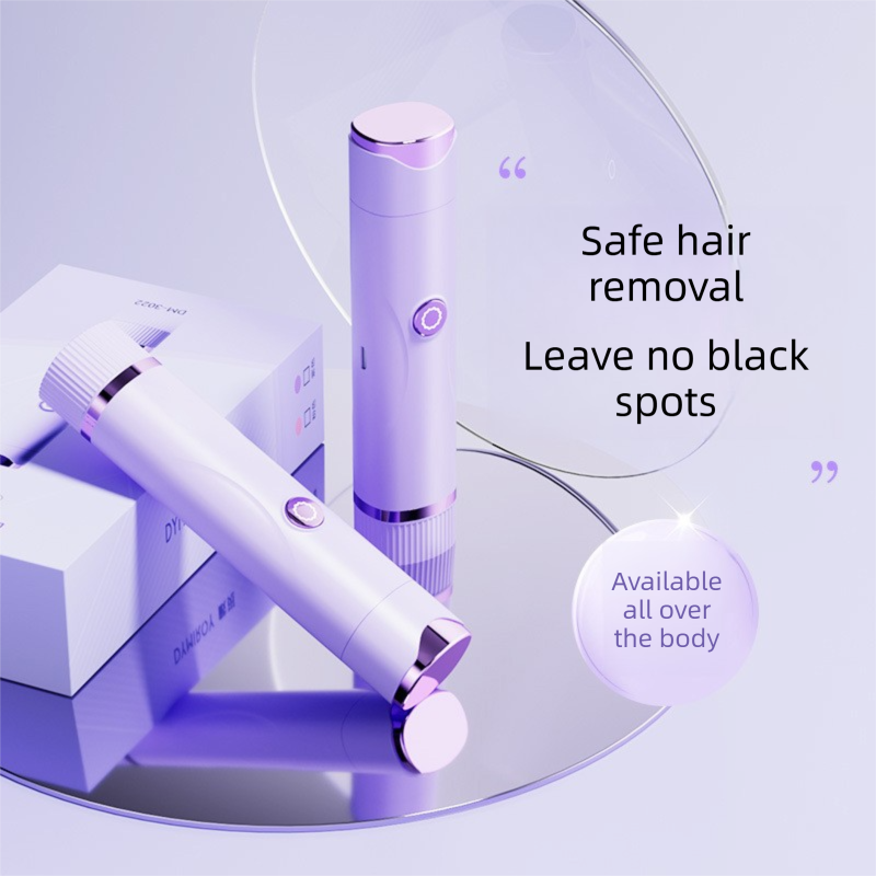 Purple Electric Hair Remover for Women 2-in-1 Dual Head Trimmer and Shaver with Ceramic Blades IPX7 Waterproof for Painless Full Body and Bikini Grooming - Image 2