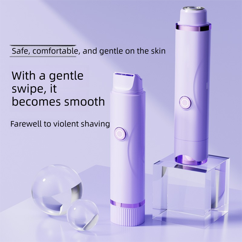 Purple Electric Hair Remover for Women 2-in-1 Dual Head Trimmer and Shaver with Ceramic Blades IPX7 Waterproof for Painless Full Body and Bikini Grooming - Image 3