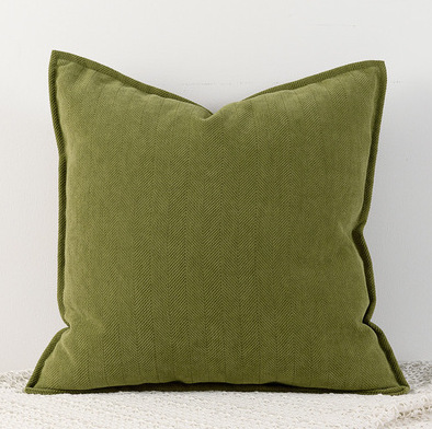Olive green Nordic Herringbone Chenille Pillowcases 2 Pack 45x45cm for Sofa and Bed Soft Decorative Cushion Covers No Inserts Included Local Standard Fit Home Styling - Image 1