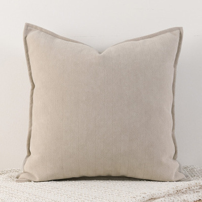 Milk tea colour Nordic Herringbone Chenille Pillowcases 2 Pack 45x45cm for Sofa and Bed Soft Decorative Cushion Covers No Inserts Included Local Standard Fit Home Styling - Image 1