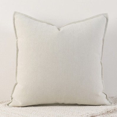 Cream White Nordic Herringbone Chenille Pillowcases 2 Pack 45x45cm for Sofa and Bed Soft Decorative Cushion Covers No Inserts Included Local Standard Fit Home Styling - Image 1
