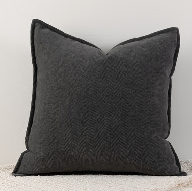 Dark grey Nordic Herringbone Chenille Pillowcases 2 Pack 45x45cm for Sofa and Bed Soft Decorative Cushion Covers No Inserts Included Local Standard Fit Home Styling - Image 1