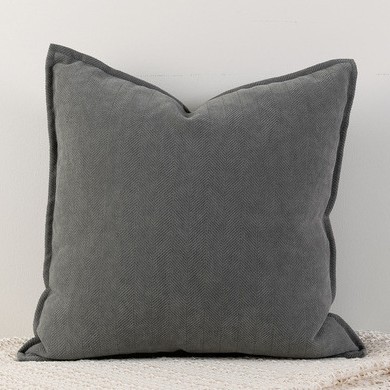 Charcoal grey Nordic Herringbone Chenille Pillowcases 2 Pack 45x45cm for Sofa and Bed Soft Decorative Cushion Covers No Inserts Included Local Standard Fit Home Styling - Image 1