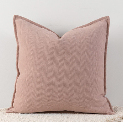 Dirty Pink Nordic Herringbone Chenille Pillowcases 2 Pack 45x45cm for Sofa and Bed Soft Decorative Cushion Covers No Inserts Included Local Standard Fit Home Styling - Image 1