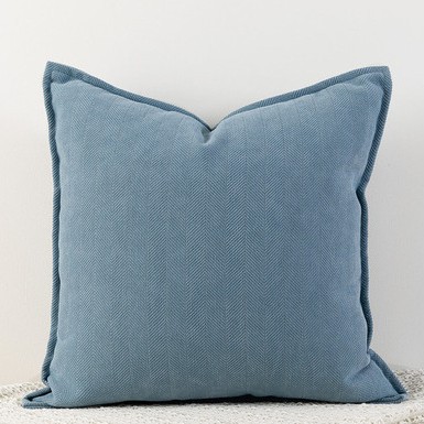 Hazy Blue Nordic Herringbone Chenille Pillowcases 2 Pack 45x45cm for Sofa and Bed Soft Decorative Cushion Covers No Inserts Included Local Standard Fit Home Styling - Image 1