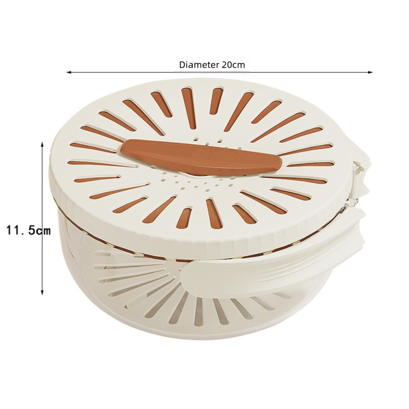 Brown large Multi-functional Fruit and Vegetable Washing Bowl with Lid and Hidden Handle Double-Layer Drainage Container for Refrigerator Storage and Outdoor Picnic Efficient Food Preservation for Local Standard Kitchens - Image 1