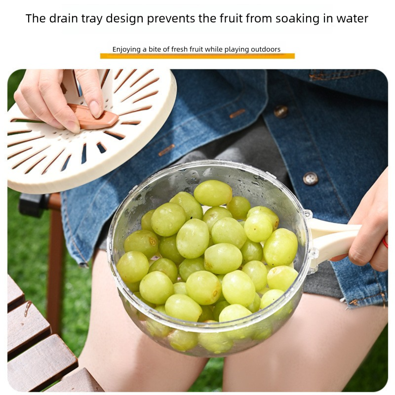 Brown large Multi-functional Fruit and Vegetable Washing Bowl with Lid and Hidden Handle Double-Layer Drainage Container for Refrigerator Storage and Outdoor Picnic Efficient Food Preservation for Local Standard Kitchens - Image 4