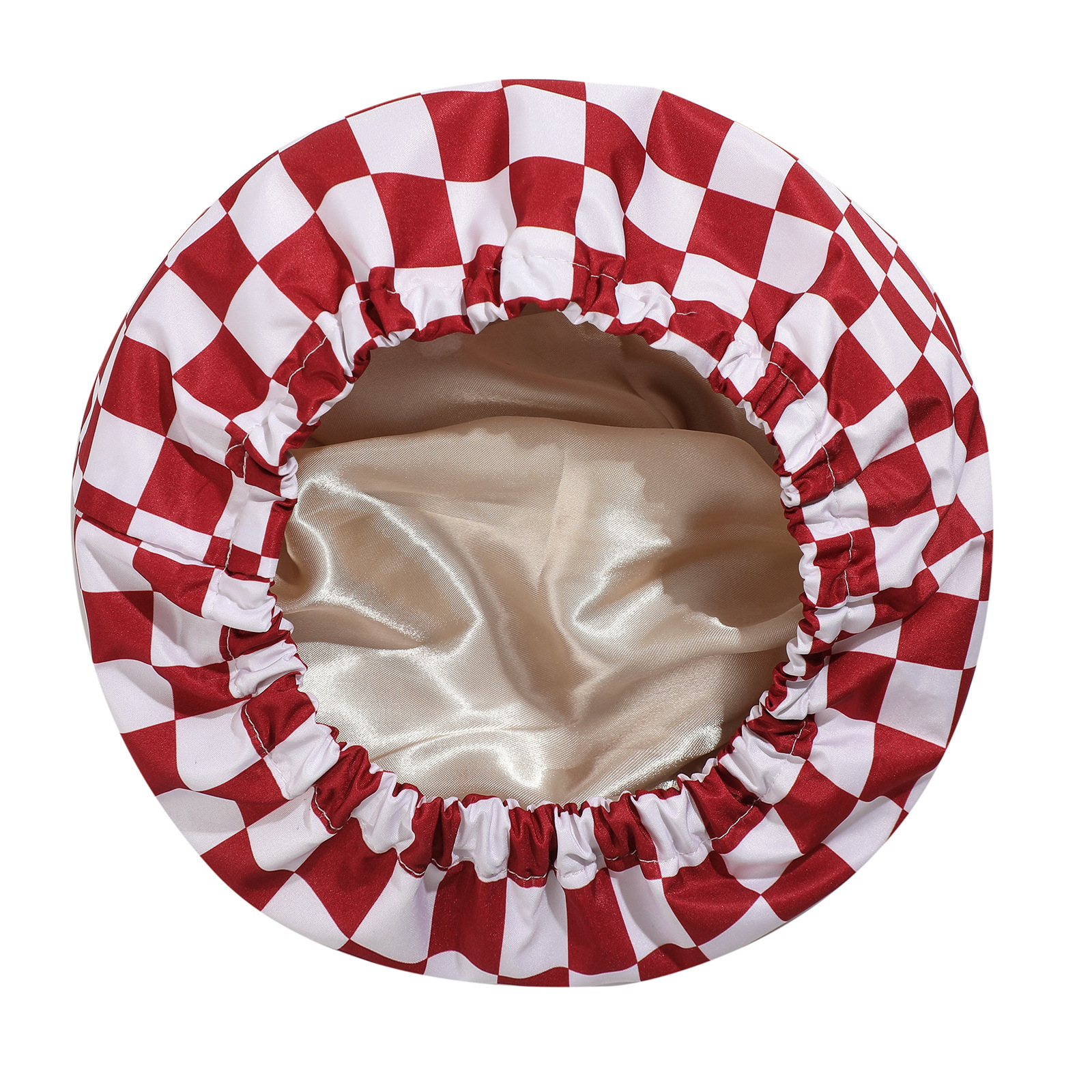 Burgundy tartan Premium Double-Layer Waterproof Shower Cap for Women Long Hair Protection Stylish Reusable Bath Hat for Professional Hair Care at Local Spas and Homes - Image 1