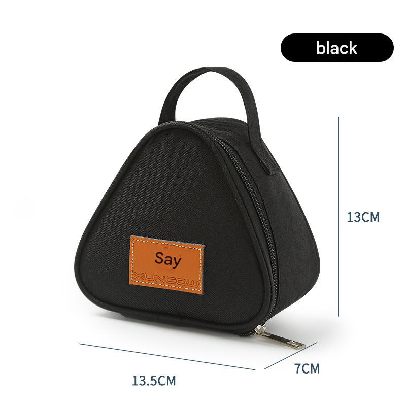 3-PCS Black Triangular Insulated Lunch Bag with Food-Grade Aluminum Lining for Heat Preservation and Freshness, Ideal for Meals, Snacks, Eggs, and Milk on the Go - Image 1