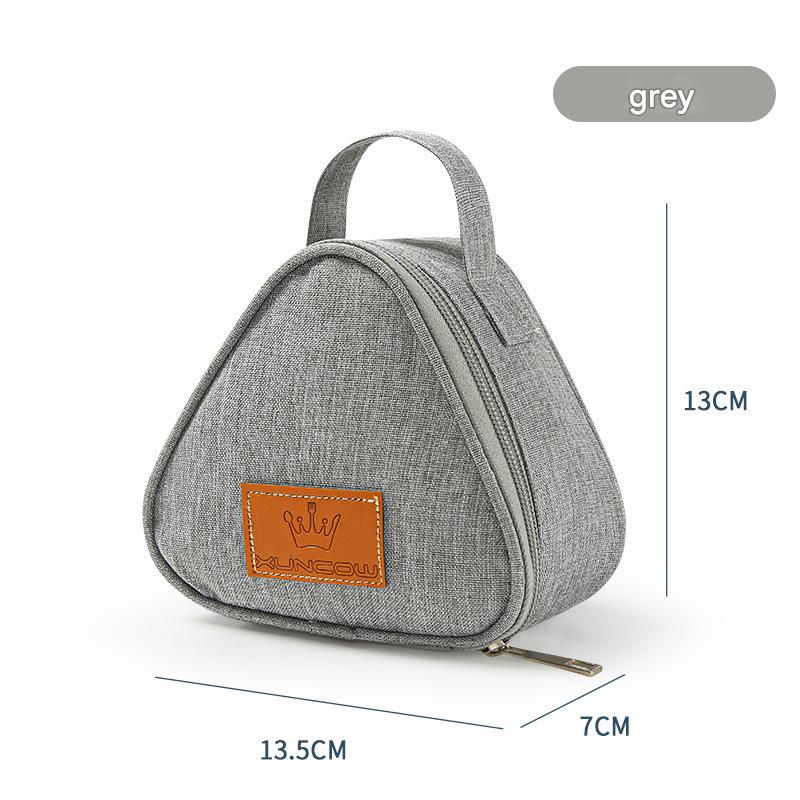 3-PCS Grey Triangular Insulated Lunch Bag with Food-Grade Aluminum Lining for Heat Preservation and Freshness, Ideal for Meals, Snacks, Eggs, and Milk on the Go - Image 1