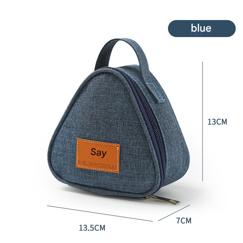 3-PCS Blue Triangular Insulated Lunch Bag with Food-Grade Aluminum Lining for Heat Preservation and Freshness, Ideal for Meals, Snacks, Eggs, and Milk on the Go - Image 1
