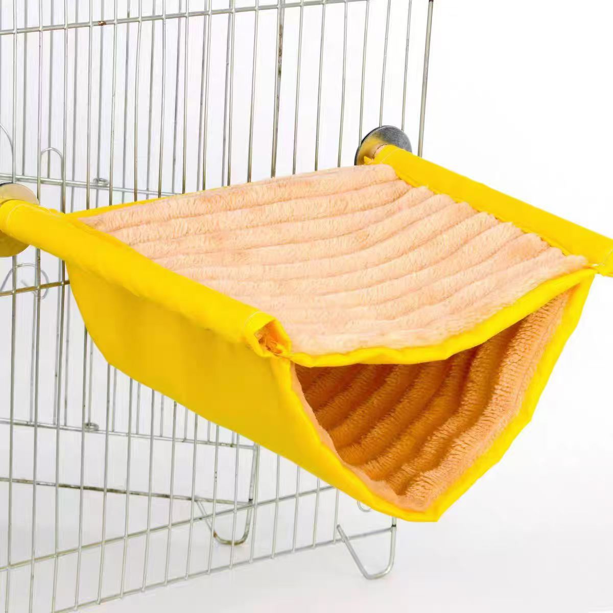2-Pack Yellow Bird Hammock Bed for Parrots, Budgies, and Small Pets – Warm, Soft, Washable Hanging Nest with Easy Installation for Cage or Window Use(Size: L) - Image 1