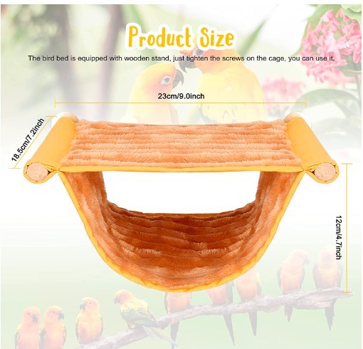 2-Pack Grey Bird Hammock Bed for Parrots, Budgies, and Small Pets – Warm, Soft, Washable Hanging Nest with Easy Installation for Cage or Window Use(Size: L) - Image 4