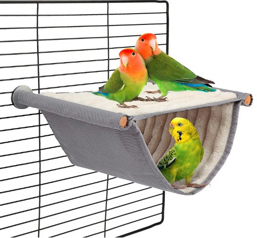 2-Pack White Bird Hammock Bed for Parrots, Budgies, and Small Pets – Warm, Soft, Washable Hanging Nest with Easy Installation for Cage or Window Use(Size: S) - Image 1