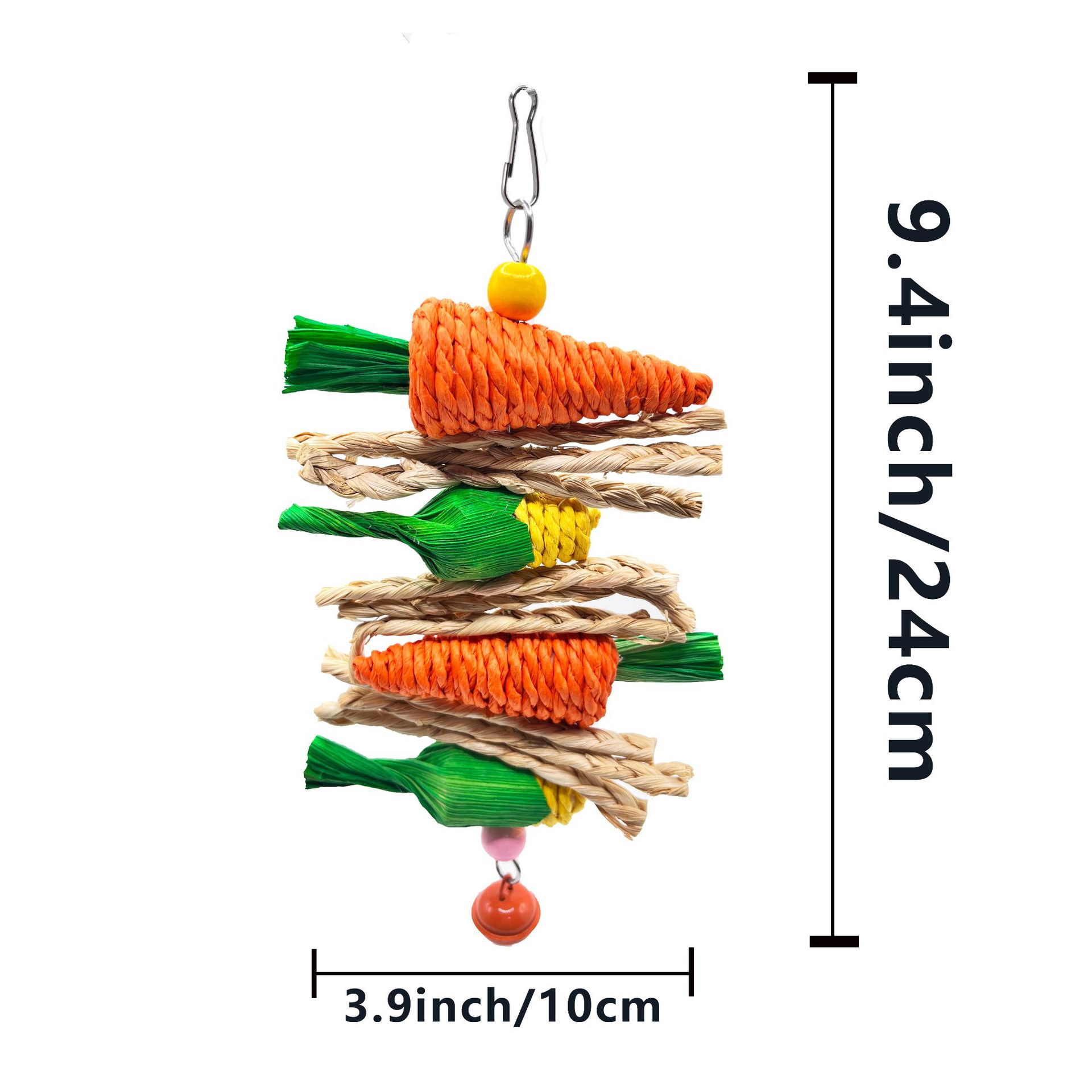 2-Pack Radish and sweetcorn skewers Bird Chew Toy for Parrots, Budgies, Hamsters, Rabbits & Small Pets – Hanging Carrot-Shaped Enrichment Toy with Natural Fibers for Beak Grinding and Mental Stimulation - Image 1