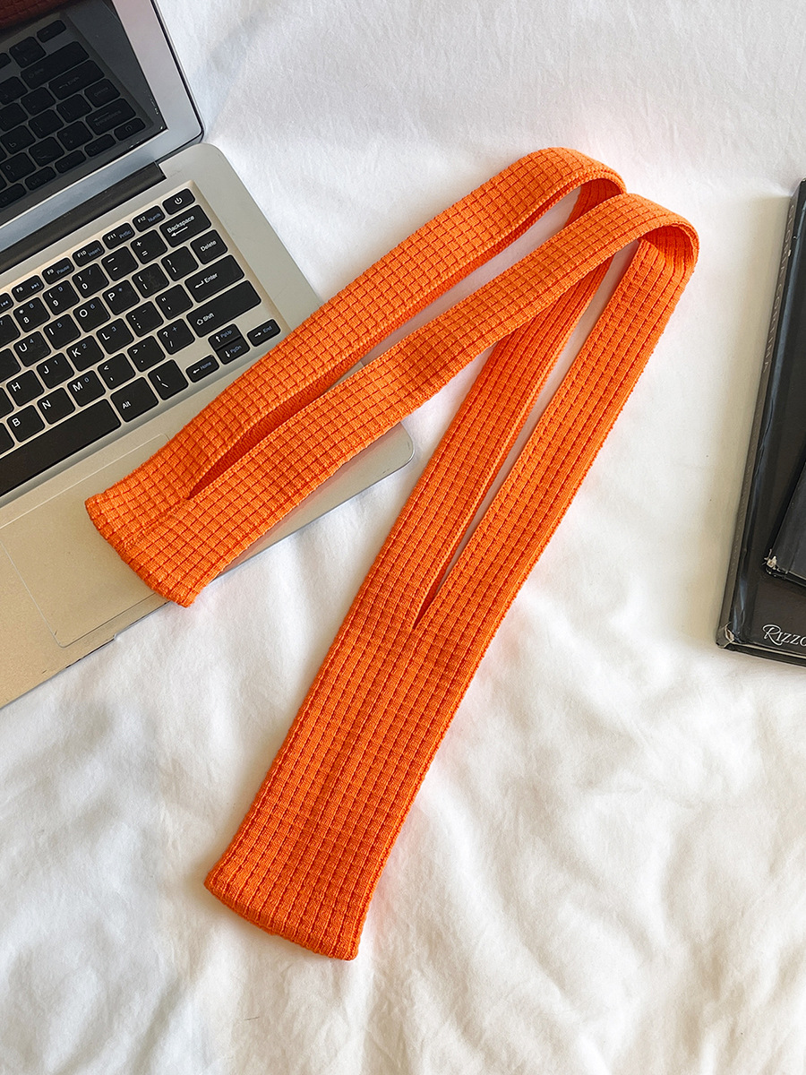 Orange High-Elastic Knit Long Phone Sling Bag – Adjustable Crossbody Streetwear Accessory for iPhone with Stretchy Ribbed Design - Image 1