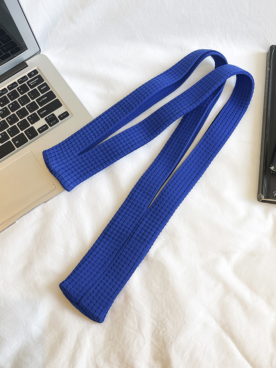 Blue High-Elastic Knit Long Phone Sling Bag – Adjustable Crossbody Streetwear Accessory for iPhone with Stretchy Ribbed Design - Image 1