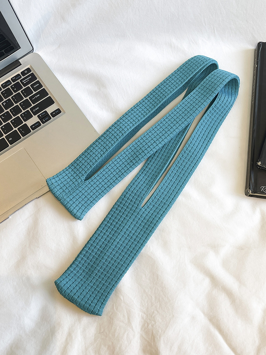 Cyan High-Elastic Knit Long Phone Sling Bag – Adjustable Crossbody Streetwear Accessory for iPhone with Stretchy Ribbed Design - Image 1