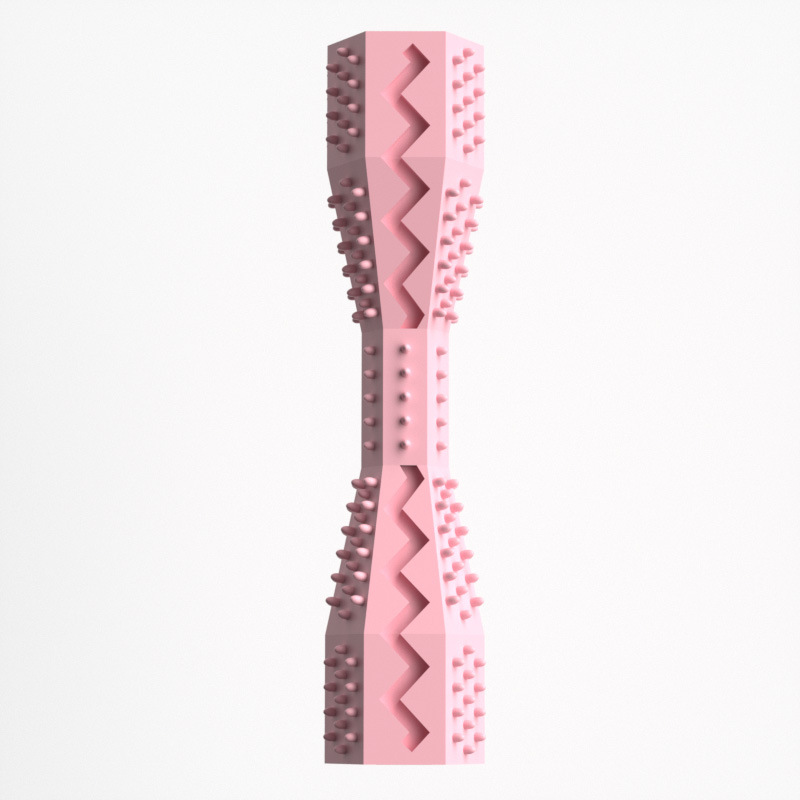 2-Pack Pink Hexagonal Pet Chew Toy – Durable Rubber Dog & Cat Teething Stick for Dental Care, Biting Relief and Mental Stimulation - Image 1