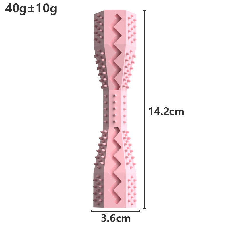 2-Pack Pink Hexagonal Pet Chew Toy – Durable Rubber Dog & Cat Teething Stick for Dental Care, Biting Relief and Mental Stimulation - Image 4