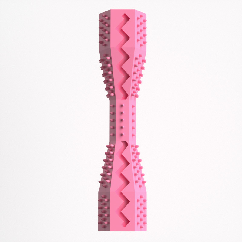 2-Pack Rose red Hexagonal Pet Chew Toy – Durable Rubber Dog & Cat Teething Stick for Dental Care, Biting Relief and Mental Stimulation - Image 1