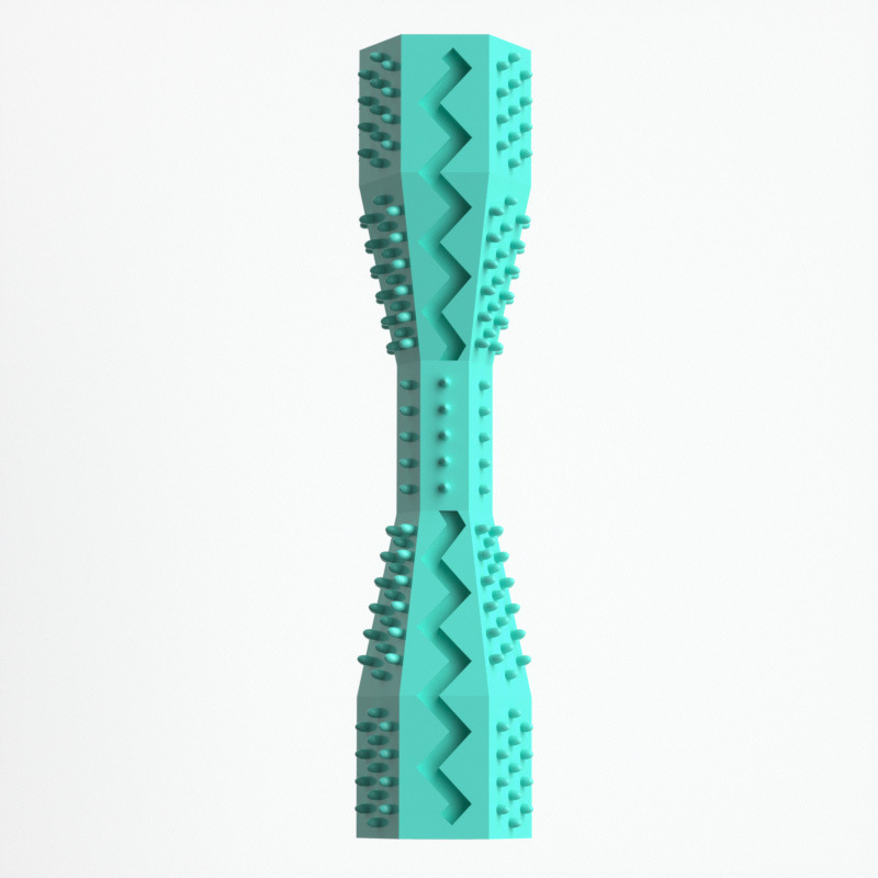 2-Pack Peacock blue Hexagonal Pet Chew Toy – Durable Rubber Dog & Cat Teething Stick for Dental Care, Biting Relief and Mental Stimulation - Image 1