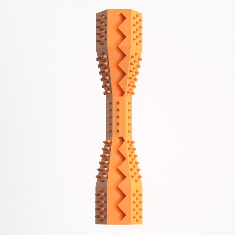2-Pack Orange Hexagonal Pet Chew Toy – Durable Rubber Dog & Cat Teething Stick for Dental Care, Biting Relief and Mental Stimulation - Image 1
