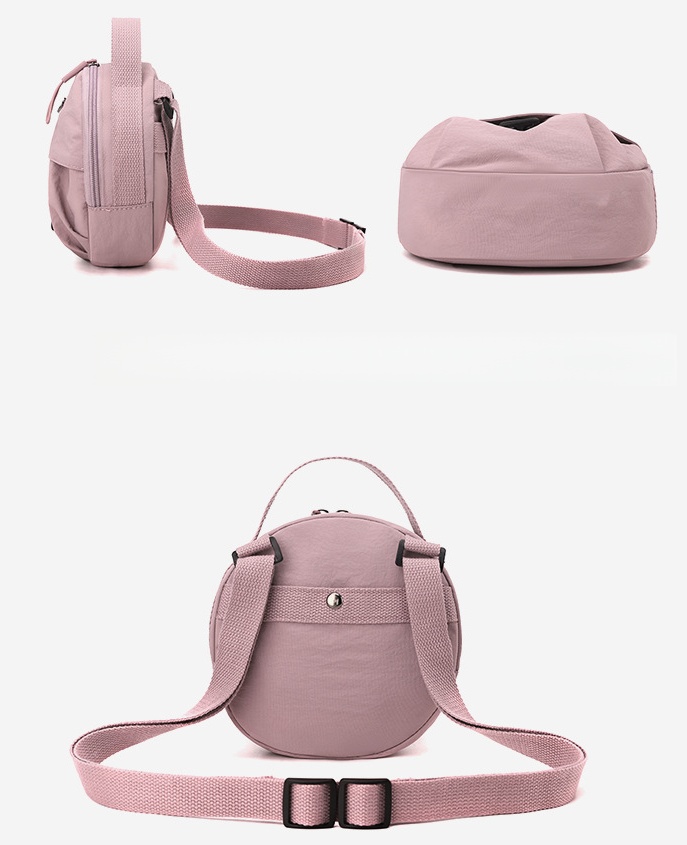 Green lemon Fashionable Round Crossbody Bag with Water-Resistant Nylon and Multi-Pocket Design for Daily Travel Lightweight Hands-Free Storage Solution for Local Professionals - Image 4