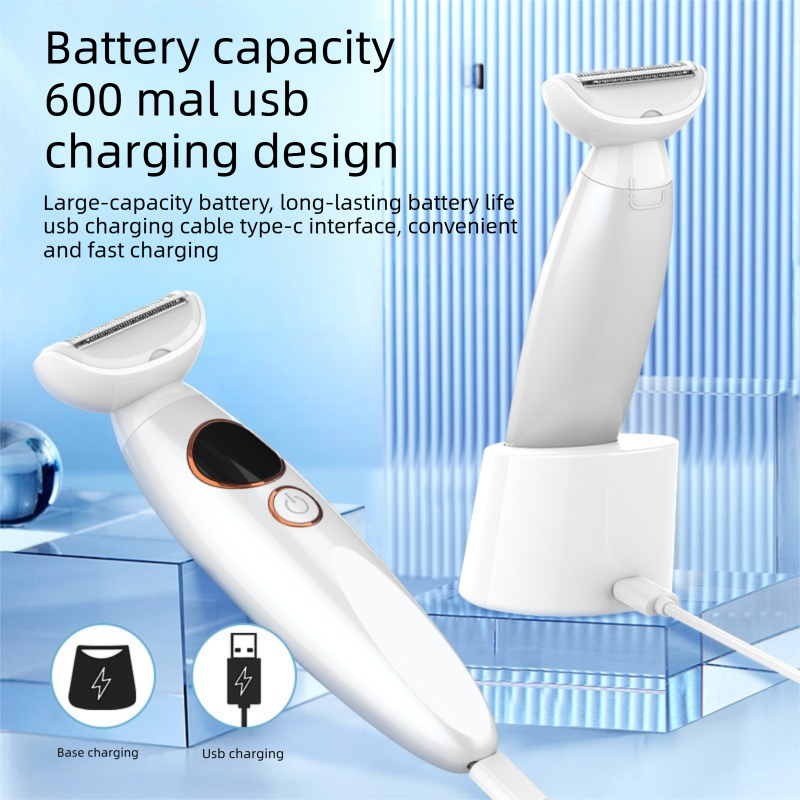 White 5-in-1 Women's Hair Removal Epilator – Multi-Function Body Grooming Kit with Waterproof Design, LED Display & USB Charging - Image 4