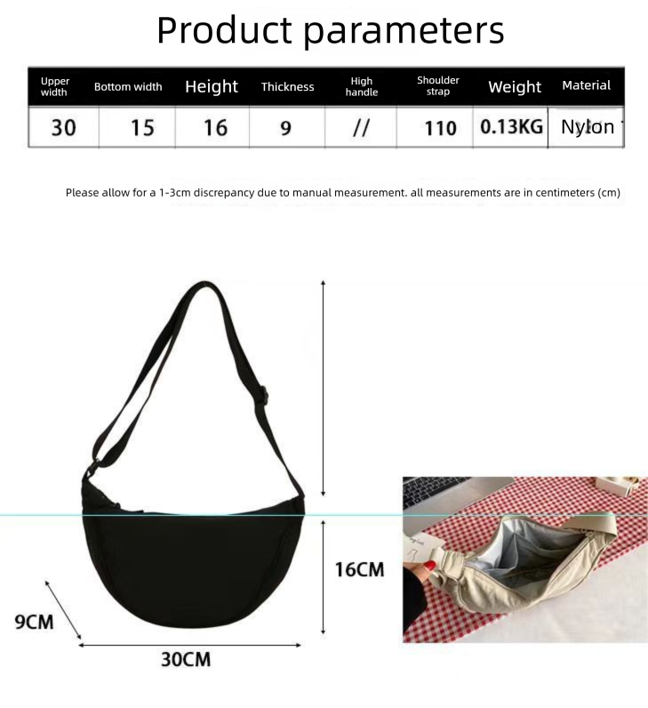 Beige Lightweight Nylon Crossbody Bag – Compact Saddle Style with Adjustable Strap for Everyday Use - Image 4