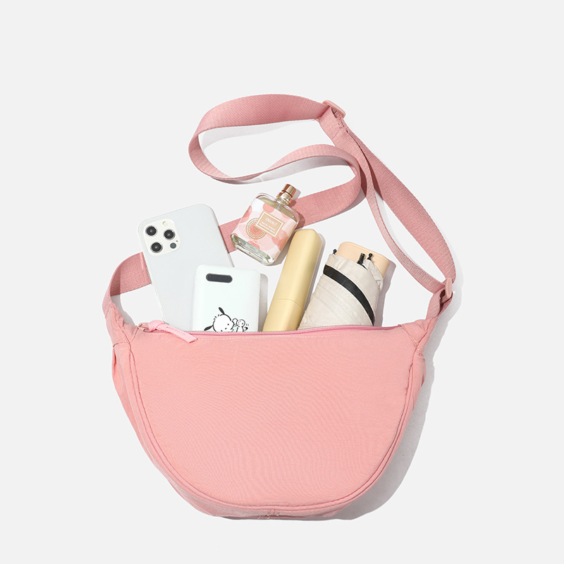 Coconut flour Lightweight Nylon Crossbody Bag – Compact Saddle Style with Adjustable Strap for Everyday Use - Image 1