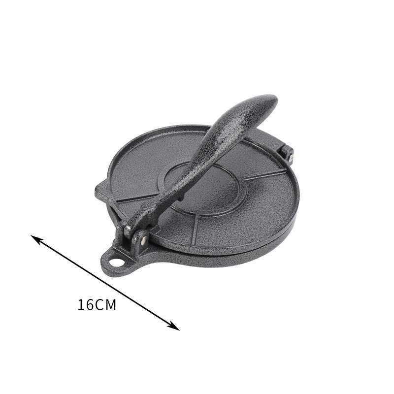 Black Manual Dough Press – Aluminum Alloy Cake & Tortilla Press for Homemade Baking and Cooking(16cm) - Image 1