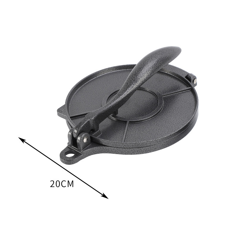 Black Manual Dough Press – Aluminum Alloy Cake & Tortilla Press for Homemade Baking and Cooking(20cm) - Image 1