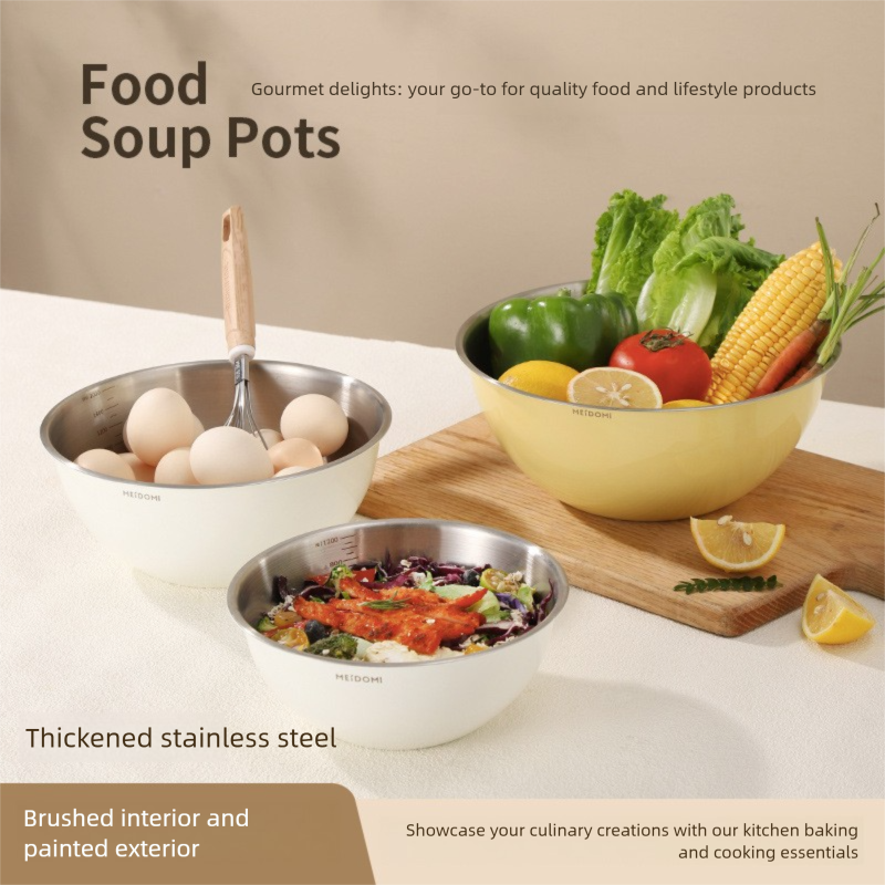 Yellow Stainless Steel Mixing Bowl Set with Colander – Double-Layer Kitchen Basin for Salad, Washing, Mixing & Baking - Image 2