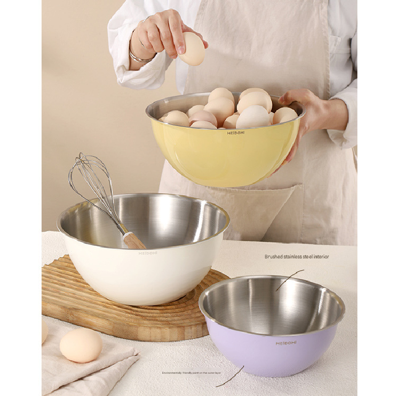Yellow Stainless Steel Mixing Bowl Set with Colander – Double-Layer Kitchen Basin for Salad, Washing, Mixing & Baking - Image 4