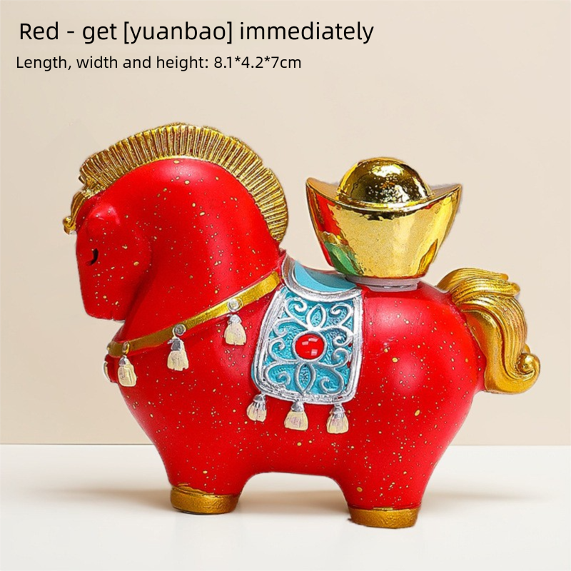 New Chinese Style Resin Horse Figurine with Rotating Lucky Bag – Elegant Home or Office Decor for Modern Living Spaces(Money at your fingertips) - Image 1